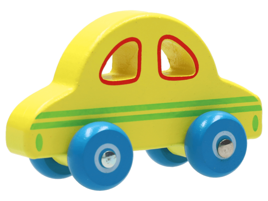 Houten auto – geel - Wibra