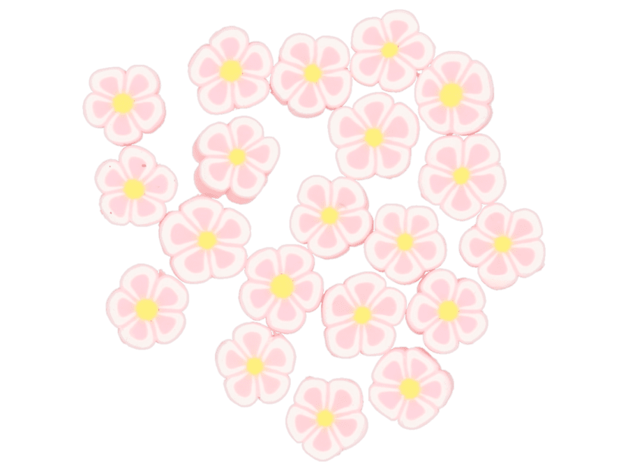 Bloem klei kralen – roze - Wibra