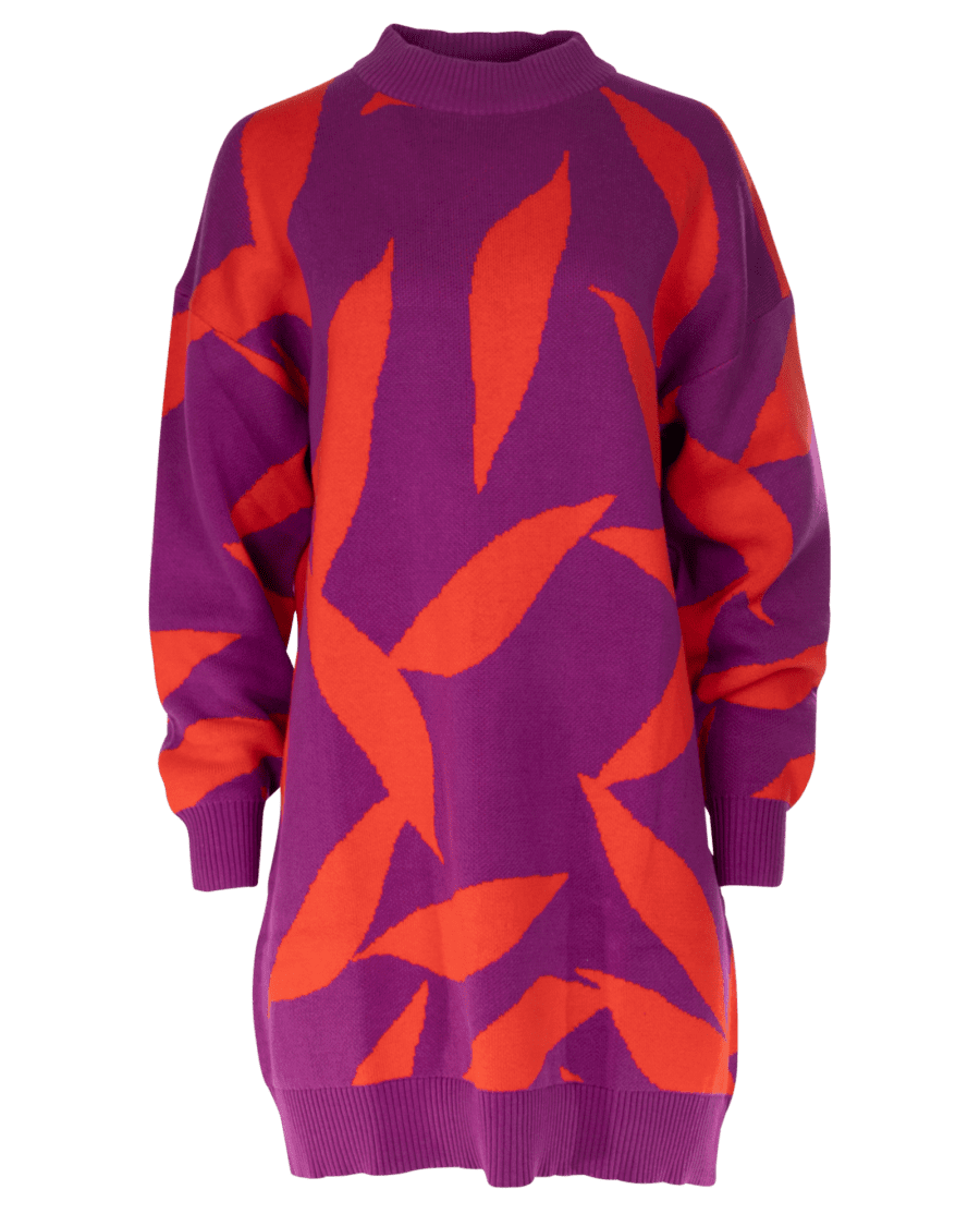 JEL 30-11 gebreide jurk jacquard – BCI – purple1, L - Wibra