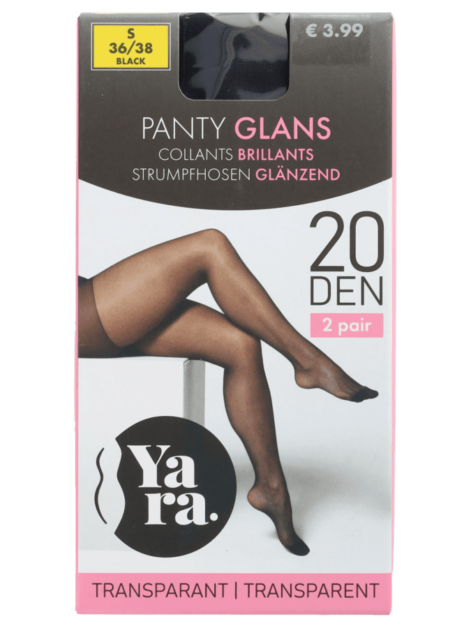 Panty zwart 2 paar 20D – 36/38 - Wibra