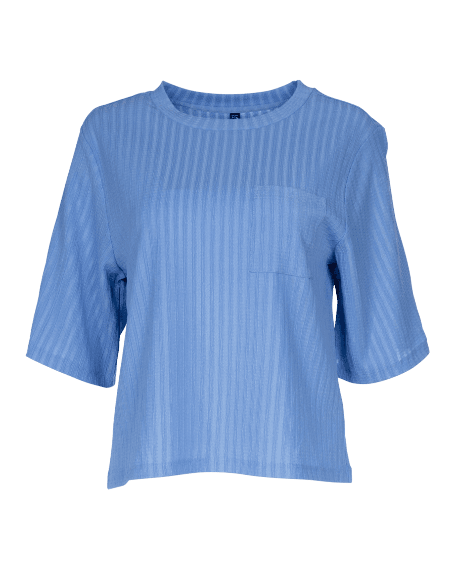 T-shirt crinkle rib zakje uni – JEL Week 12/13 – blauw, L - Wibra