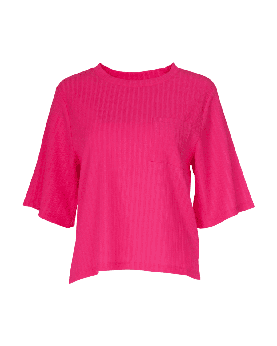 T-shirt crinkle rib zakje uni – plus size – JEL Week 12/13 – roze, 46/48 - Wibra