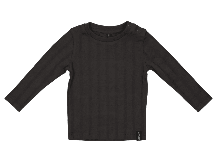 T-shirt lange mouw met grove rib - BCI katoen - Wibra