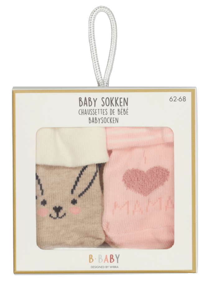 2-pack baby meisjes sokken new born – Variatie 1, 50/56 - Wibra