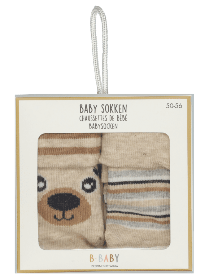 2-pack baby jongens sokken new born – Variatie 1, 50/56 - Wibra