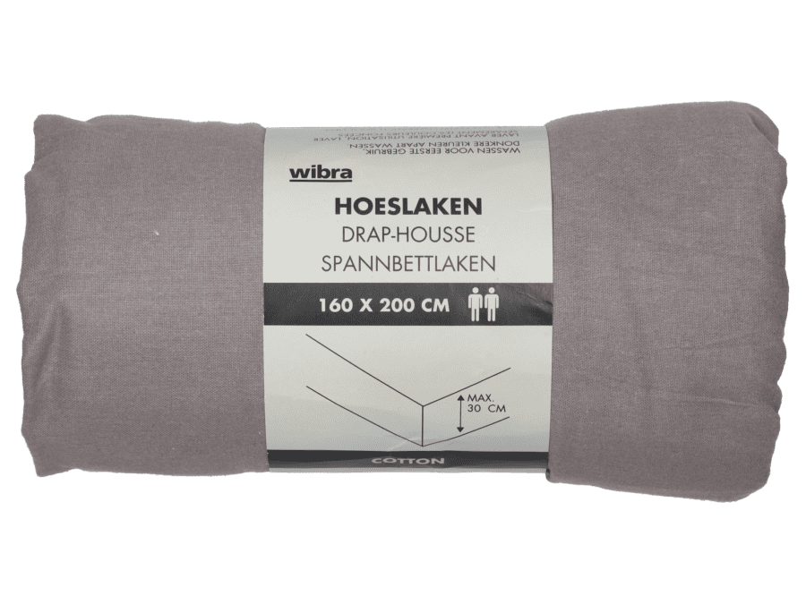Hoeslaken - 160 x 200 cm - antraciet - Wibra