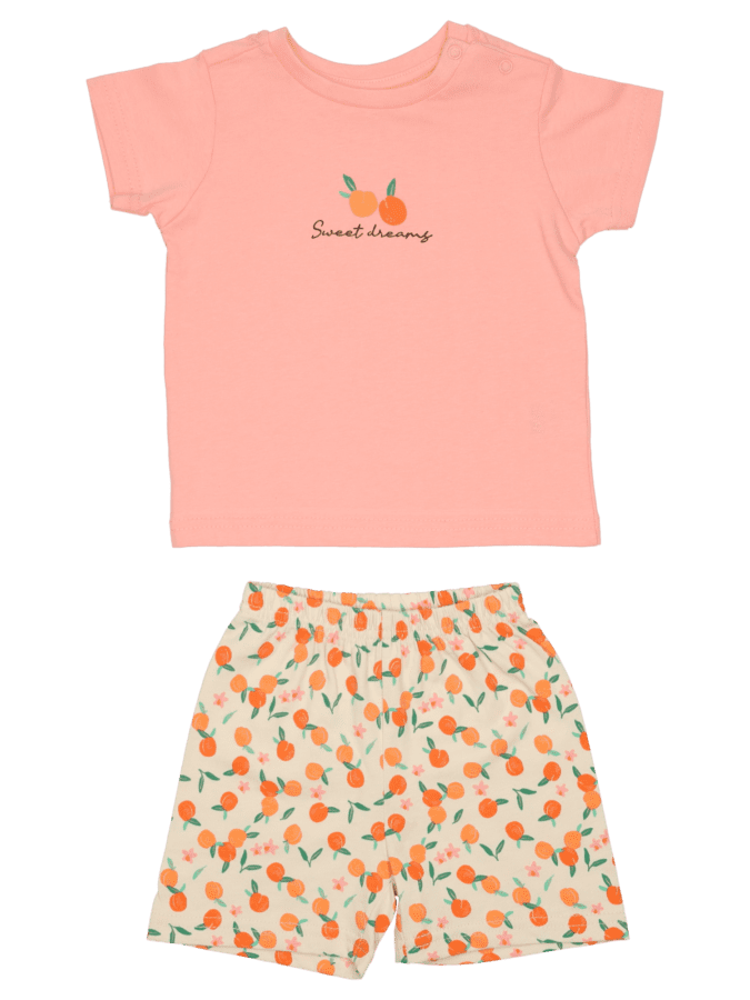 Baby meisjes shortama met print – oranje, 68 - Wibra